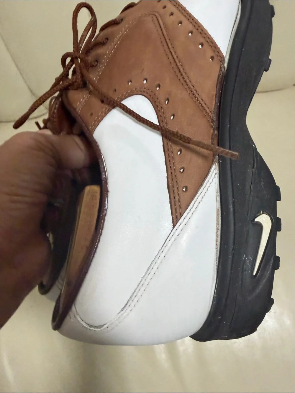 Nike White and Brown Wingtip Golf Oxfords